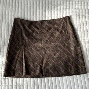 Jcrew brown plaid wool skirt size 12